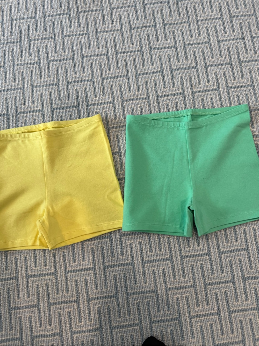 Primary Yellow and Mint Green Cotton Stretch Kids Shorts